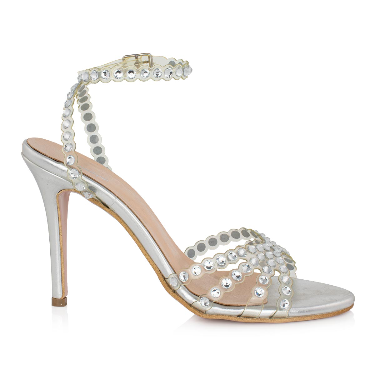 Σανδάλι Ασημί με Στρας, Cristine